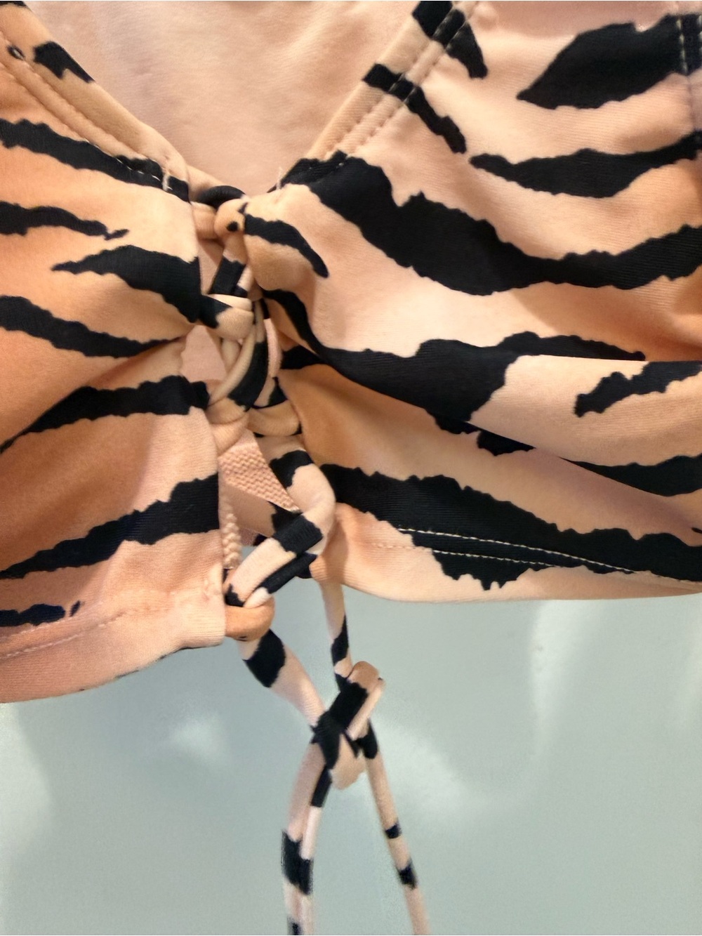 Peach Tiger-Print Bralette bikini swimsuit Top XL - Picture 4 of 5